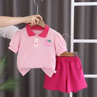 Summer new short-sleeved suits for boys and girls  Pink
