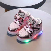 Zapatos luminosos transpirables con diamantes de imitación de princesa Hello Kitty para niños  Rosado