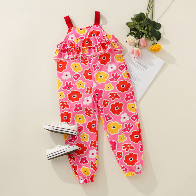Kids Girls Flora Print Full Print Suspender Jumpsuit