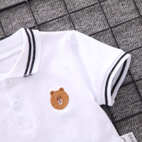 جديد 2023  ملابس الأطفال الأولاد رياضية عصرية قصيرة الأكمام صيفية مكون من  قطعتين  قميص بولو دعوى مع تي شيرت  أبيض