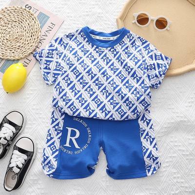 2024 new summer children's clothing short-sleeved shorts boys two-piece summer clothing children's suit one piece drop shipping