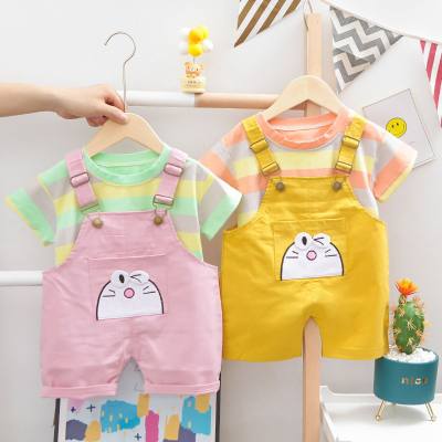 Children's suits boys and girls cartoon overalls two-piece suits summer fashion baby T-shirts