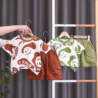 Boys summer short-sleeved suits new style boy baby clothes trendy children's fashionable handsome two-piece suit