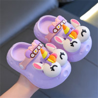 Sandalias con estampado de dibujos animados 3D de conejo para niños  Púrpura