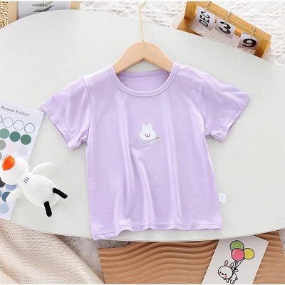 Babykleidung Modal Kurzarm T-Shirt Sommerkleidung für Jungen und Mädchen 3 Jahre alt und 1 Mädchen Baby Kinder Freizeitoberteile