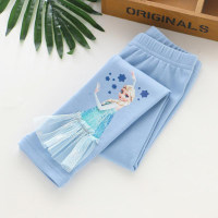 Toddler Girl Solid Prince Cute Cartoon Outerwear Leggings  Light Blue