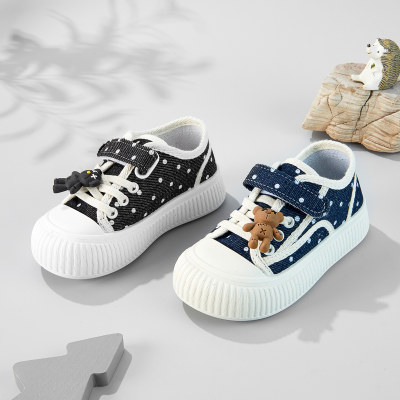 Toddler Allover Polka dots Printed Velcro Canvas Shoes