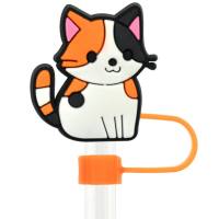 Cartoon cat straw cap dust plug 10mm diameter soft silicone straw cover  Multicolor
