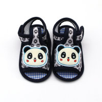 Sandalias de suela blanda con estampado de panda bebé  Negro