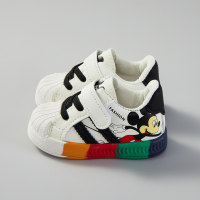Zapatillas deportivas bajas con patrón de dibujos animados a rayas de colores para niños pequeños  Negro