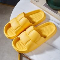 Chinelos domésticos verão eva desodorante sandálias antiderrapantes para mulheres em casa banho diário  Amarelo