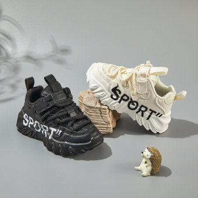 Zapatillas gruesas con velcro y estampado de letras para niños