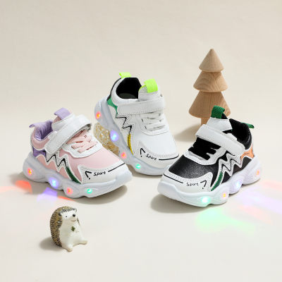 Sneakers con velcro LED patchwork a blocchi di colore per bambini