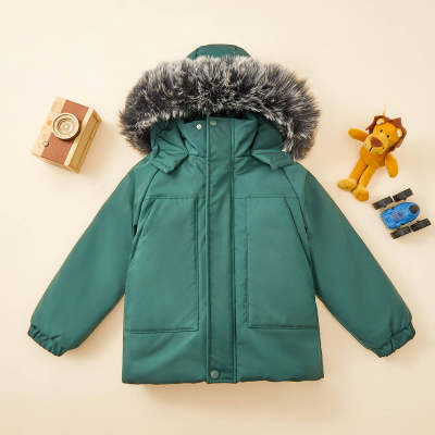 Toddler Boy Solid Color Pocket Front Hooded Parka Coat
