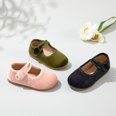 Chaussures Velcro de couleur unie pour toute-petite fille
