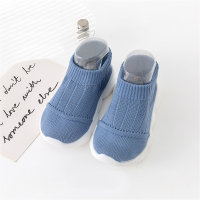 Chaussures tricotées antidérapantes de couleur unie pour tout-petits  Bleu