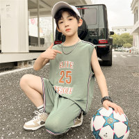 Summer children's basketball baby short-sleeved children's T-shirt l sports suit 2-piece set  Green