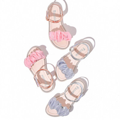 Kid Girl Ruffle Decor Velcro Sandals