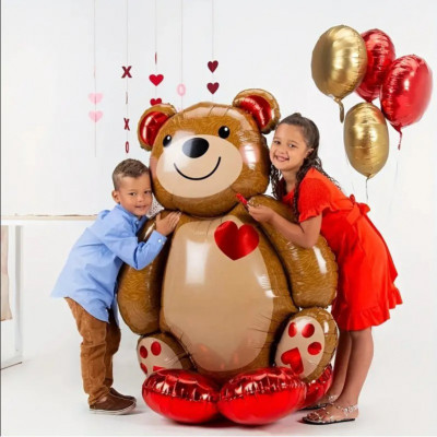Ballon en Film d'aluminium ours d'amour de dessin animé, accessoires Photo d'anniversaire pour amant et sœur