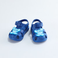 Toddler Solid Color Dinosaur Pattern Hollow Out Velcro Sandals  Deep Blue