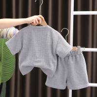 Traje infantil de pantalones cortos de manga corta de algodón de verano para niños  gris