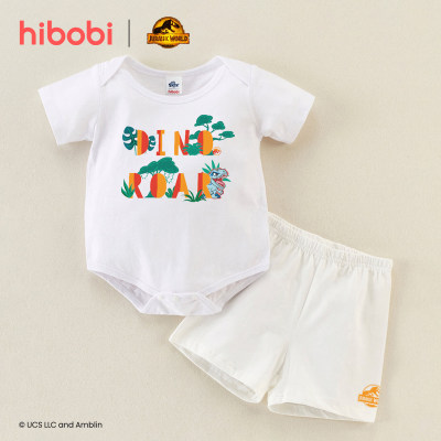 hibobi×Jurassic Baby Boy Cartoon Print Short Sleeve Cotton Jumpsuit&Shorts