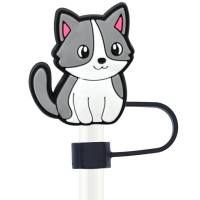 Staubschutzstöpsel für Strohhalmkappe mit Cartoon-Katze, weicher Silikon-Strohhalmüberzug mit 10  Mehrfarbig