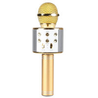 Wireless Bluetooth microphone, mobile phone, karaoke microphone, handheld singing microphone, wireless microphone, audio system  Gold-color