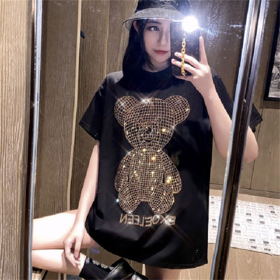 Mittellanges T-Shirt mit glitzernden Diamanten für Teenager-Mädchen
