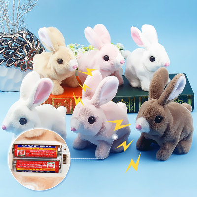 Simulação coelho de pelúcia vai pular vai chamar as crianças brincam de casa brinquedos elétricos para animais de estimação