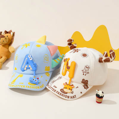 Girls' Cartoon Animal and Letter Applique Peaked Cap
