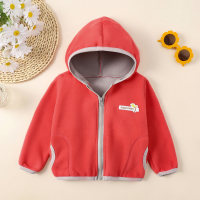 Toddler Girl Solid Color Hooded Zip-up Jacket  watermelon red