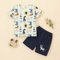 Conjuntos de pijamas con estampado de dinosaurio para niños pequeños  Blanco