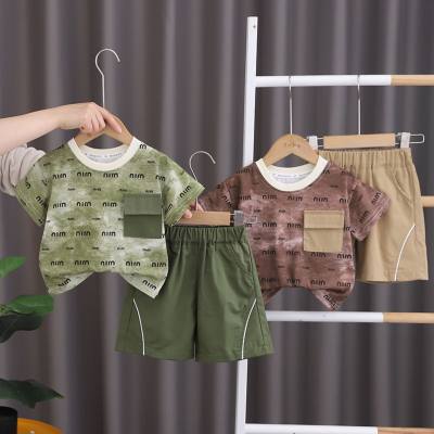 Boys summer handsome thin short-sleeved suit baby sports summer clothes children's clothes cool retro trendy summer clothes