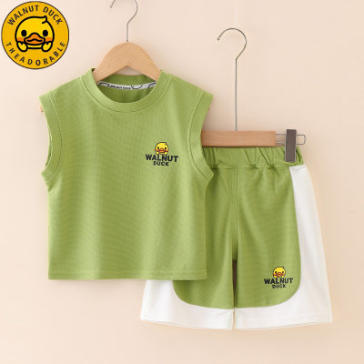 Little Yellow Duck Boys Summer Clothes Suit 2023 New Style Children's Clothes Sleeveless Vest Boys Summer Baby Clothes