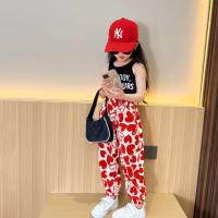 Girls' pants summer new Korean version thin hot style fashionable children's loving casual anti-mosquito trousers  Red