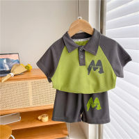 Camisa POLO de verano para niños, traje corto de manga corta para niño, combinación de colores, media manga estampada para niña, estilo deportivo holgado de moda  Verde