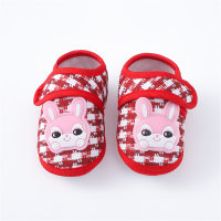 Zapatos para niños pequeños con suela suave y estampado de conejo para bebé  rojo