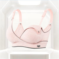 Top buckle mother breastfeeding bra modal cross underwear comfortable sleep sports bra large size  Pink