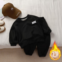 2-piece Toddler Boy Solid Color Long Sleeve T-shirt Set  Black