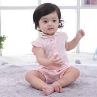 Newborn baby clothes summer clothes baby girl princess summer jumpsuit 0 years old short-sleeved romper air-conditioned clothes  Pink