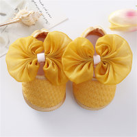 حذاء الأميرة بشريط من الشيفون للأطفال الرضع والأطفال الصغار.  أصفر