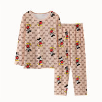 Teenage Mickey Mouse Print Pajama Set  Brown