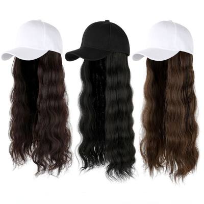 Perücke für Frauen mit Hut Perücke Mode neuen Stil Wasser Kräuselung lange lockige Haare