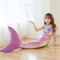 Children's mermaid swimsuit performance swimsuit three-piece fish tail large, medium and small girls princess dress bikini clothing  Pink