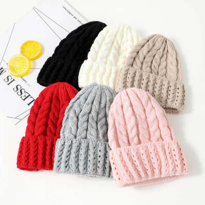 Baby Solid Color Cable Knitted Hat
