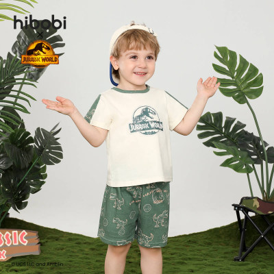Jurassic World × hibobi boy baby Dinosaur Print Green set