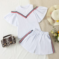 Kids Girls Summer Party Vacation Daily Stripes Suspender Strapless Suit  White