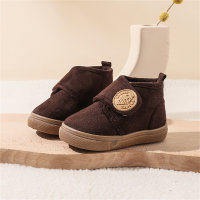 حذاء فيلكرو من جلد الغزال بلون موحد للأطفال الصغار  أسود