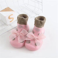 Children's bowknot mid-tube breathable indoor socks shoes toddler shoes  Pink